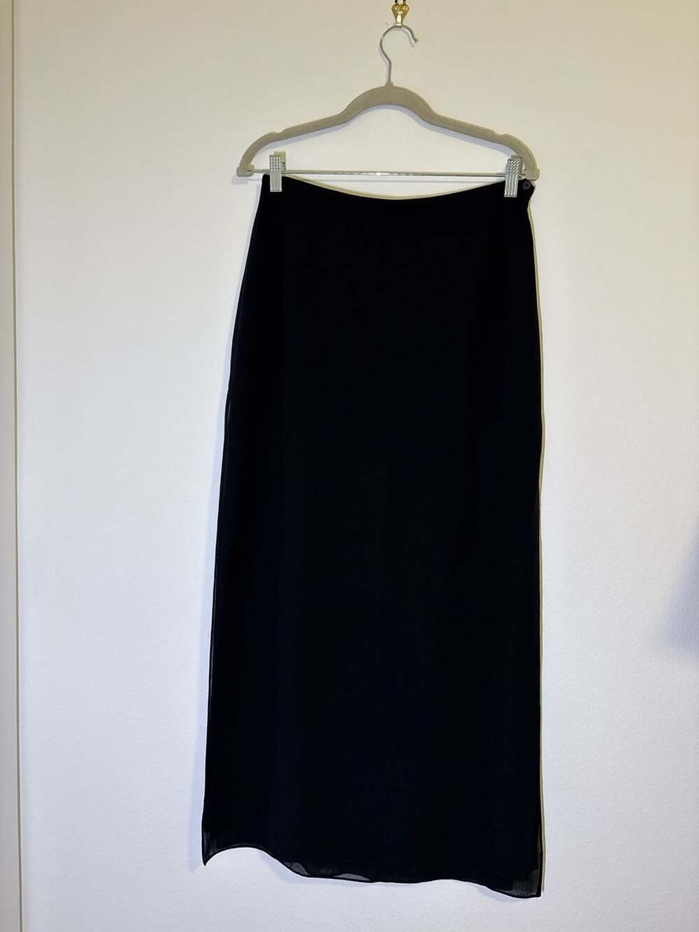 JS Collection Black Sheer Layered Maxi Skirt Size 12